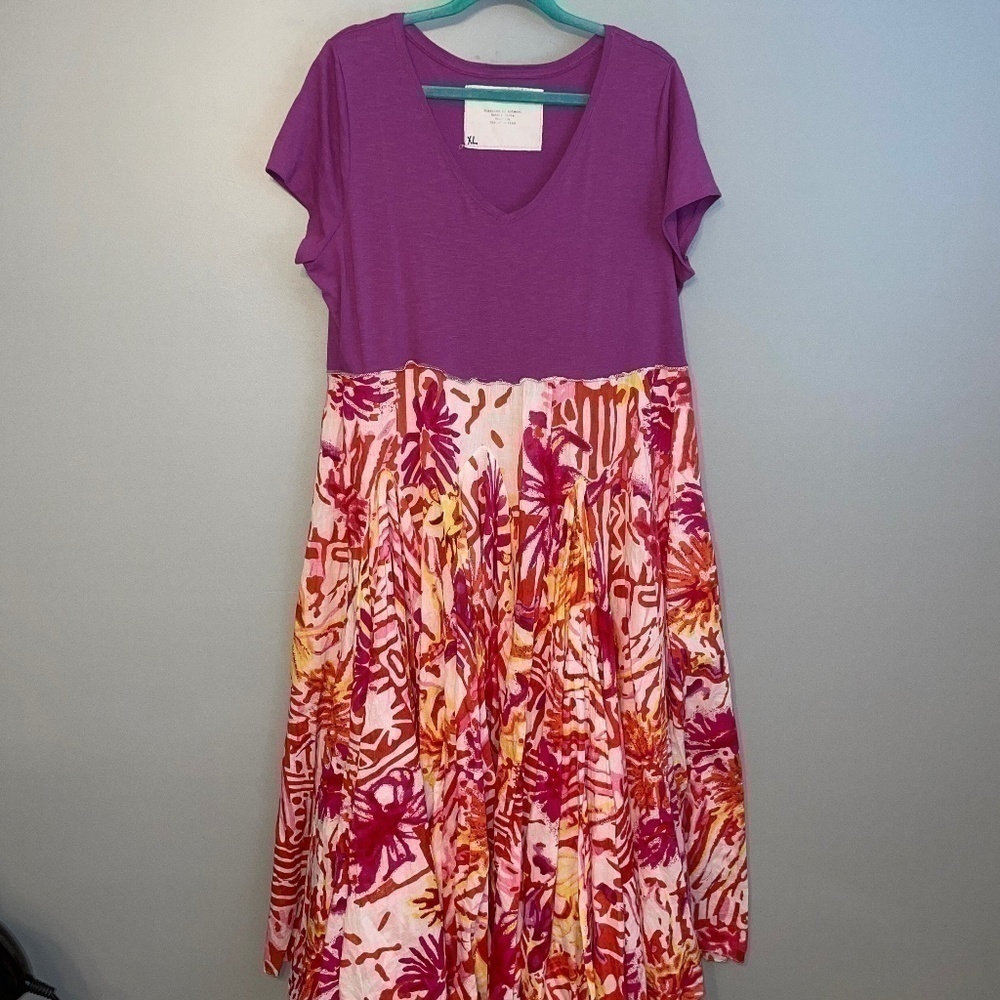 EUC Snazzies By Artwear Recycled Full Skirt Maxi Dress Handmade Size XL